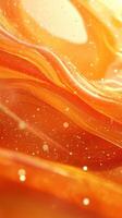 Beautiful abstract orange waves create a vibrant flow with shimmering particles in a warm glow photo