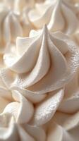 Creamy swirls of frosting decorate a dessert with delicate texture and smooth finish at a bakery photo