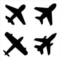 set of airplanes set of silhouettes vector