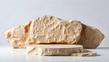Irregular Beige Rocks for Product Showcase with a minimal background photo
