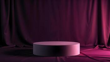 Circular Platform for Product Showcase with Gradient Lighting and Draped Fabric photo