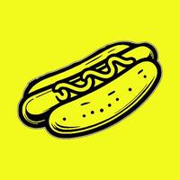 A hot dog on a yellow background vector