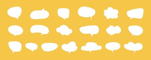 Speech bubbles for text. Message balloons, comic stickers, social media chat box. Chatting symbols, template. Doodle cartoon style. Information icons, idea, speak sign, quote mockups, dialogue frames. vector