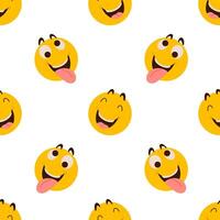 Laughing emoticon symbols seamless pattern. Bright background with yellow emoji. Backdrop for Joke Day isolated on white for wrapping, textile, print, web vector