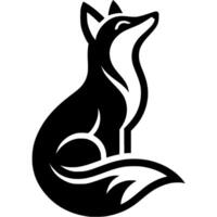 Tattoo of fairy tale character fox sits and looks up waiting for prey in monochrome. Engraving minimalistic image in black ink drawing on white background vector