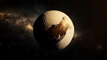 A large planet is shown in the center of the image, surrounded by a vast expanse of stars. Concept of wonder and awe, as the viewer is reminded of the vastness photo
