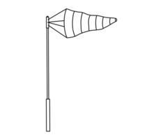 Hand drawn cute outline illustration windsock. Flat wind direction choice line art doodle. Meteorology sleeve icon. Navigation guide. Strategy solution. Way decision. Storm forecast. Isolated. vector