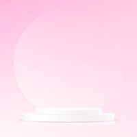 Pink background 3d with white podium Space for selling products on the website. Display of cosmetic products. Stage or podium. Product display background. illustration vector