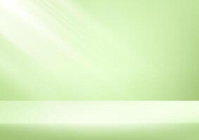 Empty pastel green studio background. Empty Room Studio with table. Space for selling products, backdrop, wallpaper, background, text. Gradient table. illustration. vector
