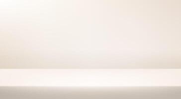 Empty beige studio background. Empty Room Studio with table. Space for selling products, backdrop, wallpaper, background, text. Gradient table. vector
