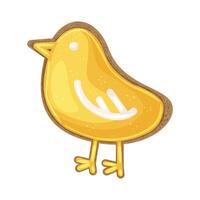 Cookie in the form of Easter chick isolated on white background. Easter concept element. vector