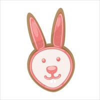 Cookie in the form of Easter bunny isolated on white background. Easter concept element. vector