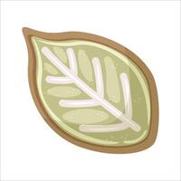 Cookie in the form of green leaf isolated on white background. Easter concept element. illusttration vector