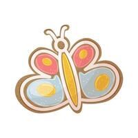 Cookie in the form of butterfly isolated on white background. Easter concept element. vector