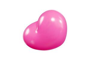 Pink heart balloon of 3d design shown flying in air with smooth gradient and luminous highlights. vector