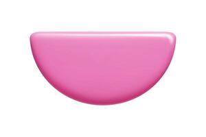 Pink semicircular 3d banner in style with curved edges and polished surface. vector
