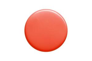 Red 3d circular banner with glossy surface and gradient shading. Minimalist element vector