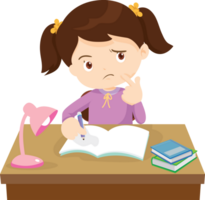 Student focusing on exam, deep in thought. png