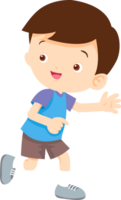 Cute boy pointing forward with excitement. png