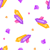 Magic bright crystal for wizard, witch. Mystery and esoteric hand drawn seamless pattern. Endless design png