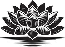 a black and white lotus flowere on a white background vector