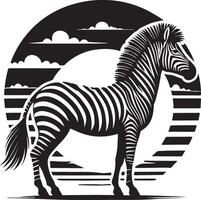 zebra silhouette silhouette of the zebra in the desert with the sun in the background vector