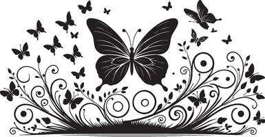 butterfly design with flowers and butterflies on a white background vector