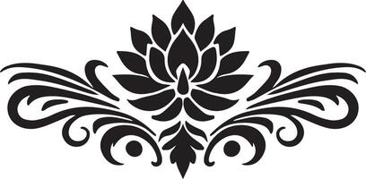 a black and white design with a flower vector