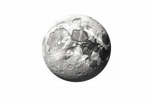 Full moon seen with a telescope from northern hemisphere - Isolated over white. photo