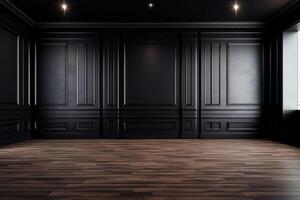 3d black interior with classic panels photo