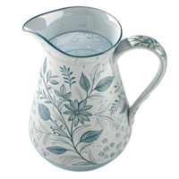A pitcher with a blue and white design isolated on transparent background png