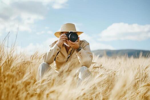 Capturing the beauty of golden wheat fields photo