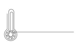 one line Thermometer showing high temperature draw vector