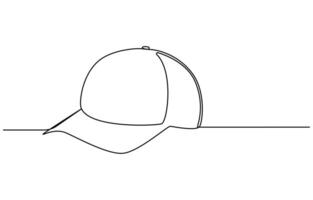 hat cap continuous one line drawing vector