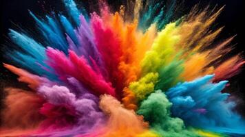 Kaleidoscopic explosion of color vibrant particles dynamic art studio setting breathtaking view creative concept photo