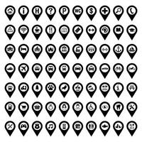 Map Pin Location Icons Set, Travel and Destination Markers, Place Pointers Signs vector