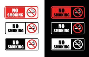 No smoking signs set with warning and notice icons in red, black, and white vector