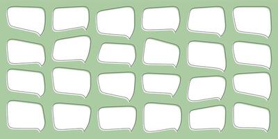 Speech bubble horizontal thought. Text chat talk balloon, cloud dialogue comic speak. Fun message shape. Cute cartoon word listening icon. Grunge angry quote think, Simple paper conversation vector