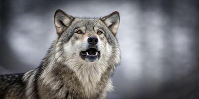 Summertime wolf howling in nature wilderness environment captured photograph majestic canine displaying emotion photo