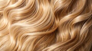 Summertime bliss close-up view of luxurious blonde waves indoor setting hair photography warm atmosphere photo