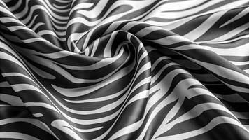 Vitality of flowing zebra stripes in close-up fabric photography elegant textures studio environment photo