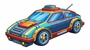 Cartoon car with a radio antenna on top vector