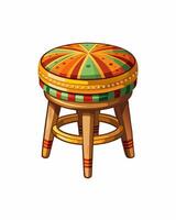 A stool with colorful fabric on it vector