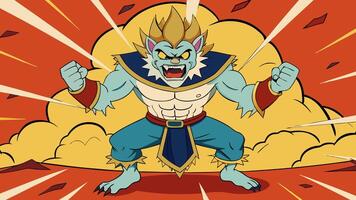 An illustration of a cartoon character with a sword vector