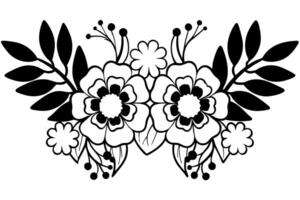 A black and white floral design on a white background vector