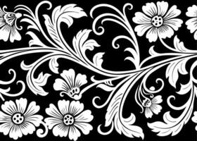 A black and white floral design with white flowers vector