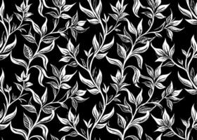 Seamless pattern with leaves on black background vector