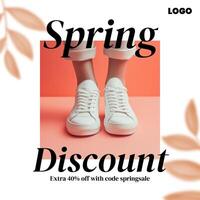 Minimalist Peach Spring Discount Instagram Post template