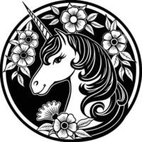 a unicorn with flowers in a circle vector