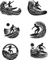 Surfers on the waves illustration vector